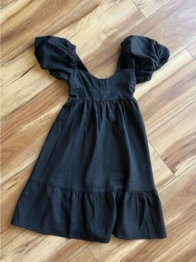H&M Black Puff Sleeve Mini Dress